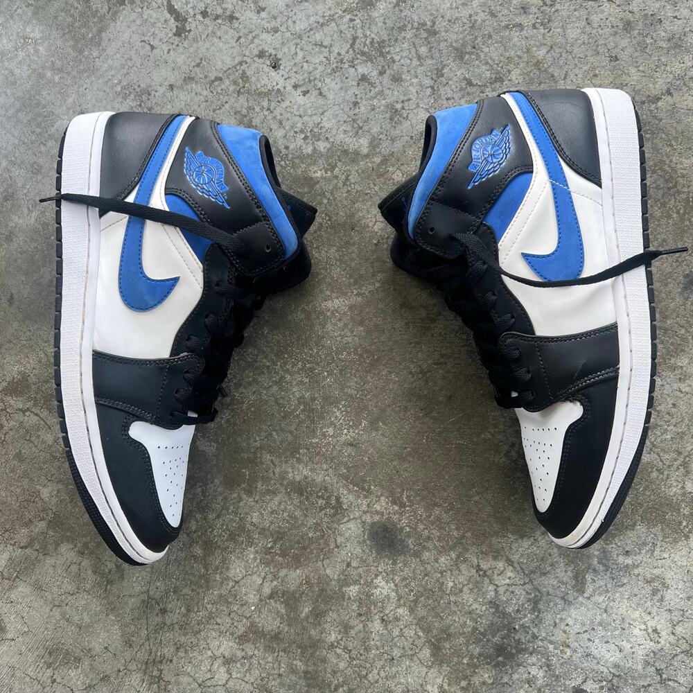 Nike Air Jordan 1 Mid Racer Blue White Black 554724-140 Mens Size 11